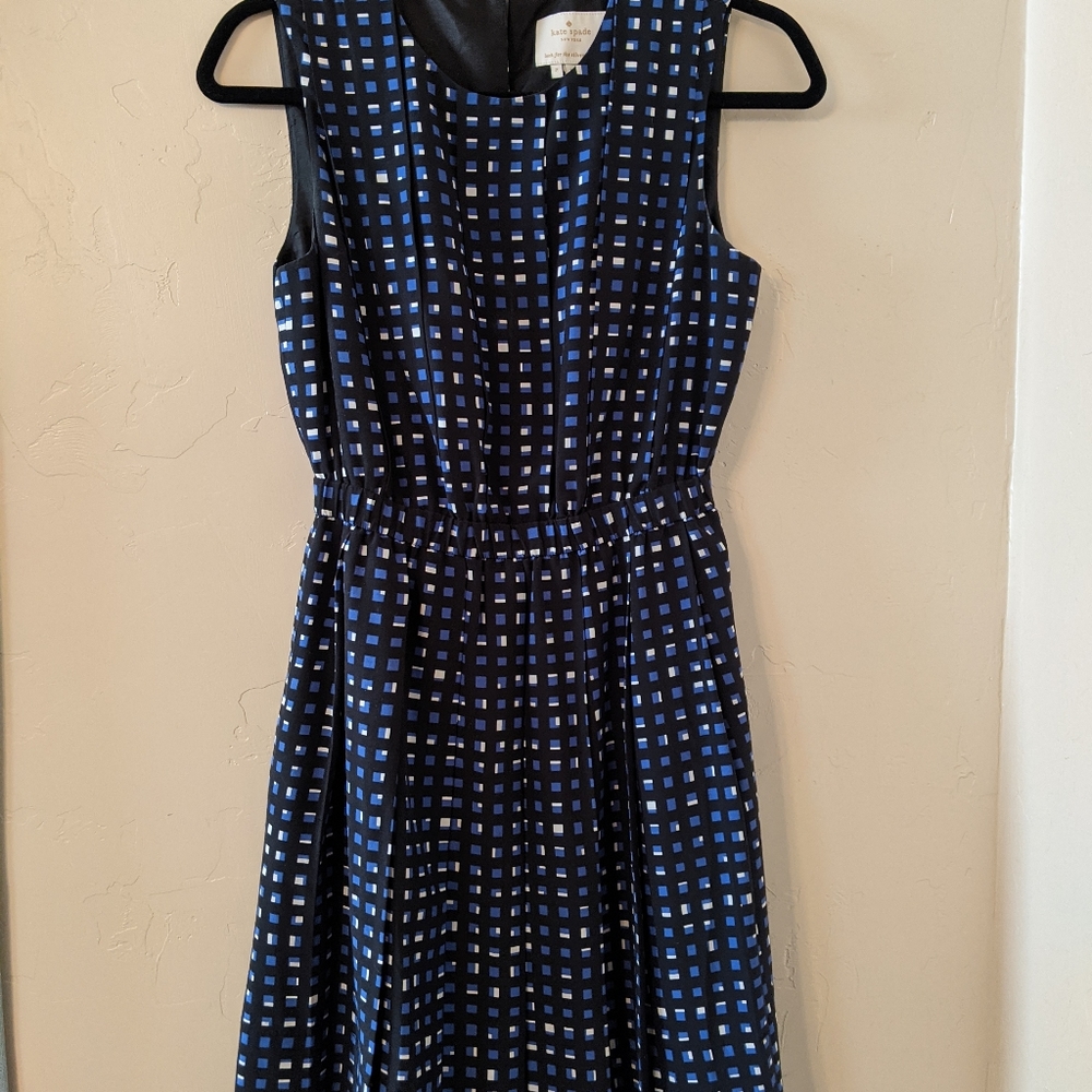 Kate Spade Sleeveless Black, White, Blue Dress